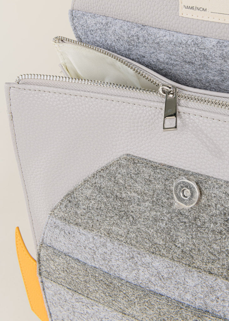 Close up of metallic zip of rocket adventure backpack